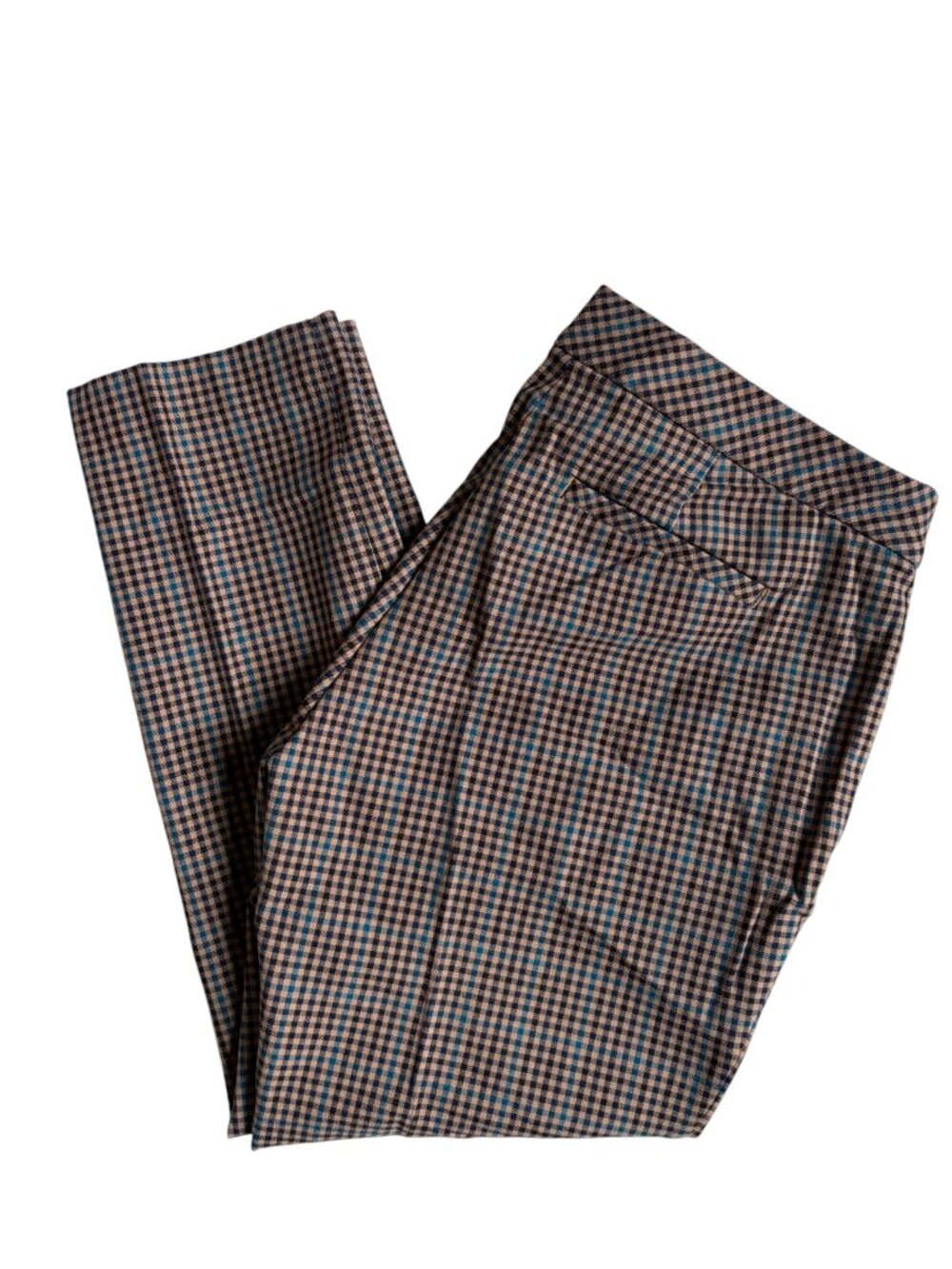 NWT  J. Jill Premium Bi-Stretch Plaid Ankle Pants (Black / Blue / Tan Plaid) 8P
